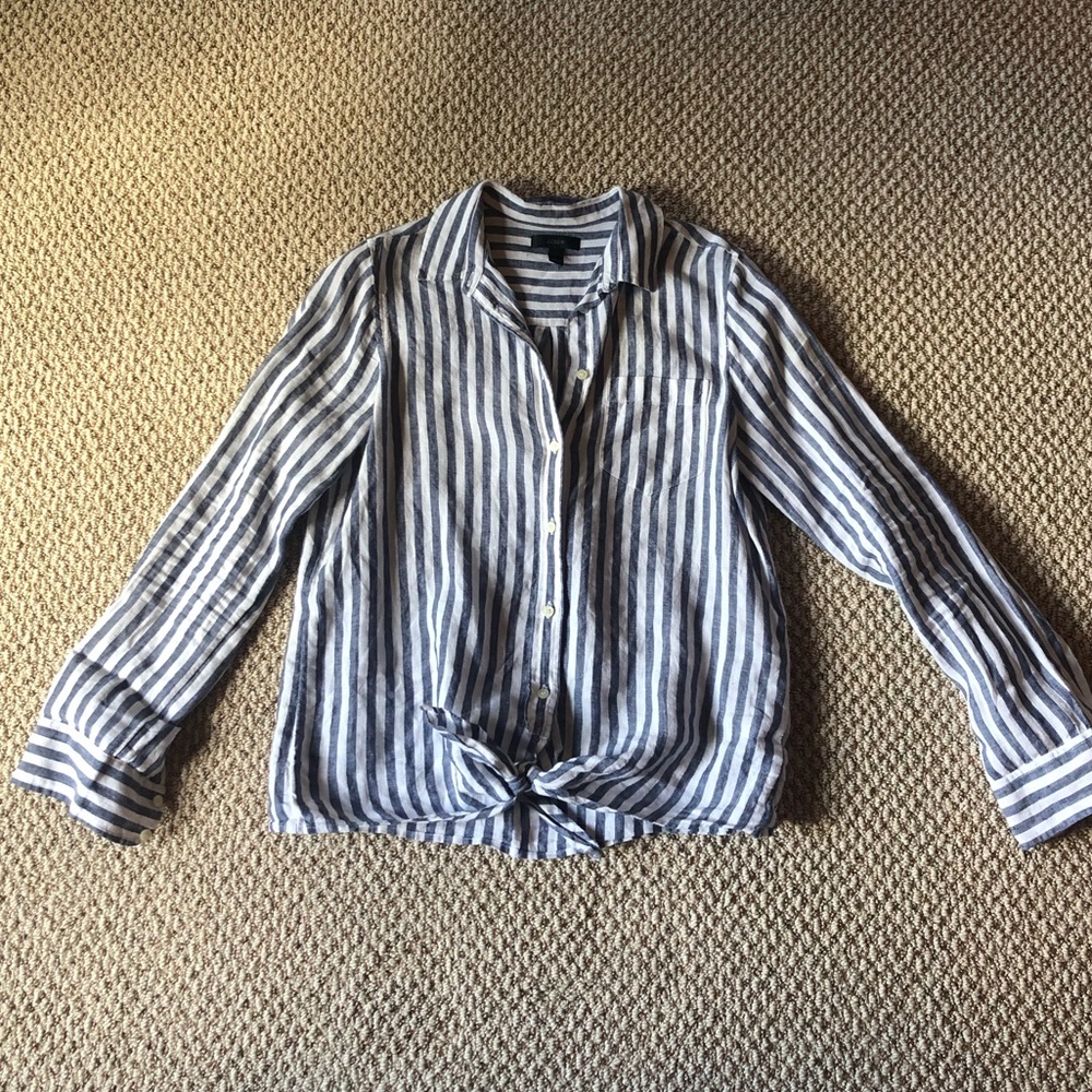 J. Crew Striped Linen Button Down